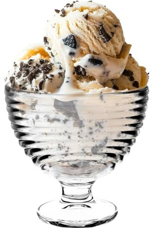 KADAX Bols à dessert avec pied, verres à glace, verres à glace, coupes à glace, verres à dessert, pour crème glacée, entrées, desserts et fruits (ondulé)