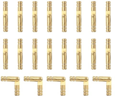 sourcing map 20Pcs Invisible Barrel Hinges, 4x25mm Brass Concealed Hinge, Hidden Barrel Hinge, Small Concealed Hinges for Jewelry Box, Music Boxes, Small Woodworking Projects, Gold