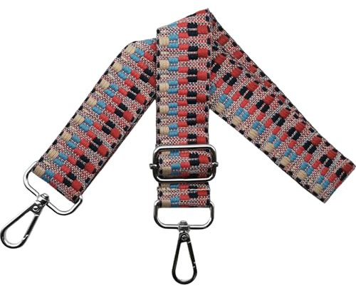 Omxyinma Taschengurte zum Wechseln Verstellbar Schultergurt für Tasche, Taschengurt Breit 3.8cm mit Silber Karabiner Schulterriemen Taschenband Tragegurt für Handtaschen, Rot/Blau, S19