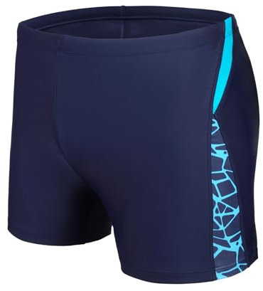 AMZSPORT Costume Uomo Mare Pantaloncini Bagno Calzoncini Piscina con Coulisse, Blu Marino XL