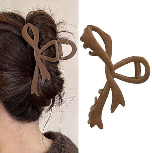 Pinzas para el pelo marrones para mujer, pinzas de invierno para el pelo, pasadores de pelo de terciopelo marrón, pinzas para el pelo francés, para Navidad, San Valentín, accesorios para el cabello