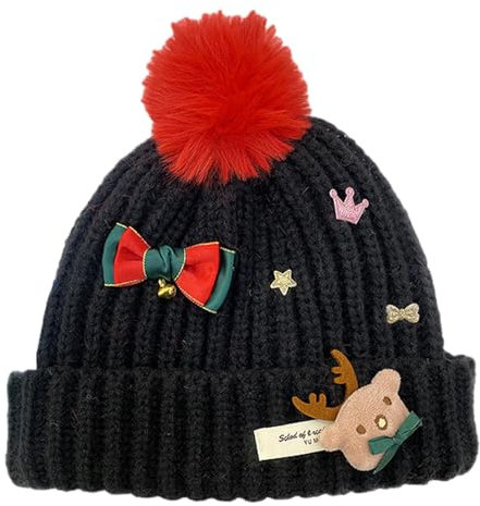 Zubehors Weihnachtsmützen für Erwachsene, Weihnachtsmütze - Weihnachtsmütze mit Bommel stricken,Häkelmütze, Weihnachtsmannmütze, Winterstrickmütze, Beanie-Mütze für Kinder ab 6 Jahren