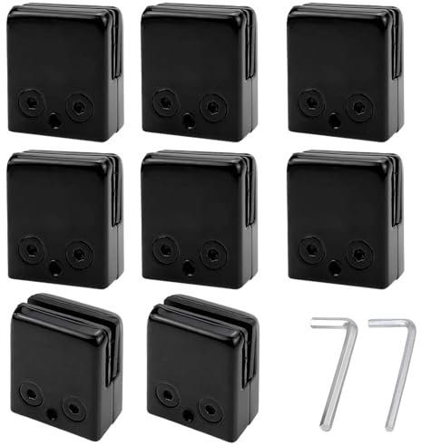 Cokritsm 8PCS Morsetti per vetro 8-10mm in acciaio inox 304, clip in nero staffa in vetro regolabile schienale piatto per balaustra corrimano per scale, in clip supporto per scala