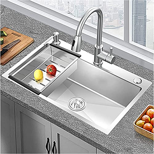 GLJTUO Inicio Fregaderos De Cocina Fregadero De Cocina Empotrado De Estilo Rústico Fregadero De Acero Inoxidable 304 Fregadero De Barra O Fregadero para Exteriores Lavabo