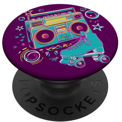 Boombox und Rollschuh -Skate -Grafik 80er Jahre Stimmung PopSockets Klebender PopGrip