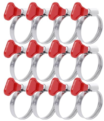 YUESIKJ Lot de 12 colliers de serrage - 25-40 mm - En acier inoxydable - Réglables - Avec poignée - Pour tuyau d'eau, de gaz, de jardin, de piscine, de voiture