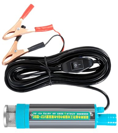 Vuggdt Submersible Pump - Water Oil Barrel Pump,2 Alligator Clips Portable Refueling Tool for Marine Car Boat Truck Agricultural