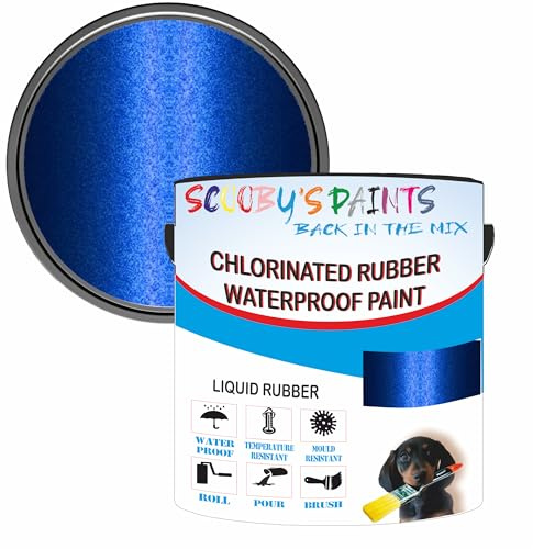 Scooby's Paints Chlorinated Rubber Waterproof Paint, Liquid Rubber (A1 Blue Metallic, 0.5 Liters)