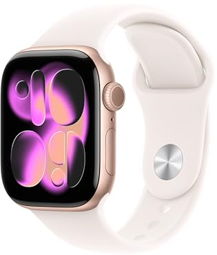 Apple Watch Series 11 [GPS + Cellular 42 mm] Montre connectée avec boîtier Or Rose et Bracelet Sport Rose Tendre. Score de Sommeil, Moniteur d’activité, Suivi de la santé, écran Toujours activé
