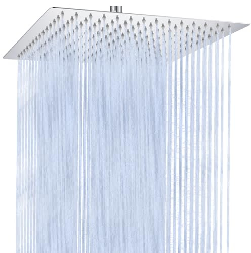 Auralum Regendusche Duschkopf 10 Zoll, Edelstahl Regenduschkopf 25x25 cm Eckig, 360° Verstellbare Kopfbrause Groß mit Selbstreinigenden Düsen, Chrom