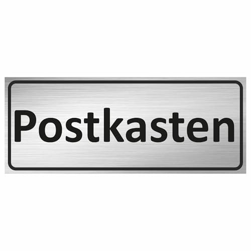 KIWISTAR UG - Postkasten Schild - 15x10 cm silber gebürstet schwarz - graviert - Schilder selbstklebend - aus 1,4mm Plastik - für Post, Klingel, Paketbriefkasten, Packet Box, Hinweisschilder