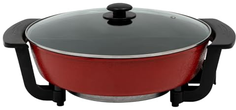 Bratpfannen, elektrischer Schongarer 6L, elektrischer Wok, 1360 W, Fünf Temperatureinstellungen, elektrischer Topf eignet sich für Familienfeiern, Restaurants, Wohnungen