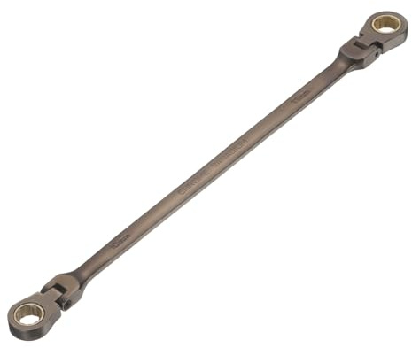 sourcing map Double Box End Wrench 10 x 11mm 72-Tooth 12-Point Black | Extra Long,Flex Head,Metric Ratcheting Double Box End Wrench,180 Degree Flex Head,CR-V Steel,for Garage Repair DIY