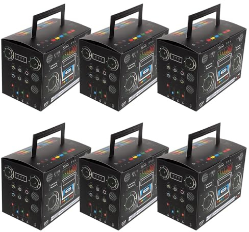 Generisch Retro 80 Stück 90 Stück Gastgeschenkboxen Boombox Kuchen und Süßigkeitenboxen aus Pappe für Partydekoration und Hip Hop Motto