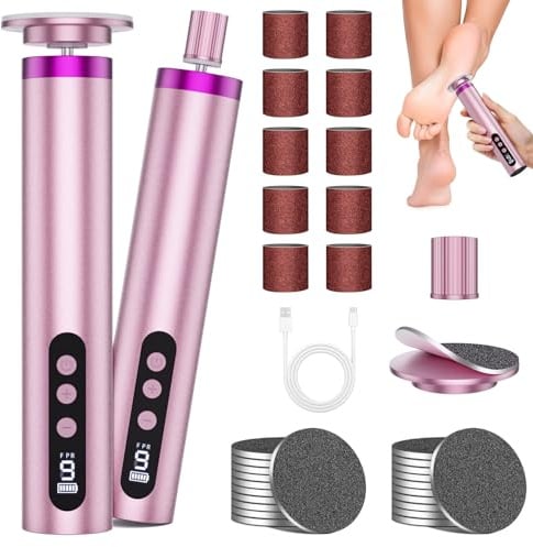 LYTROPIA Ponceuse Pieds Electrique avec Plateau à Poncer, Rechargeable | 9 Vitesses, 30 Disques de Ponçage, Tête Amovible, Soins Mains/Pieds, 1800 mAh Autonomie Prolongée