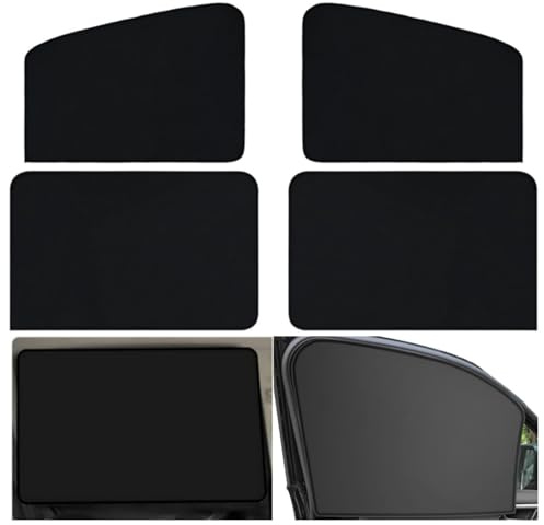 4 Pieces Car Side Window Shades Universal Magnetic Car Sun Shades Cars Window Curtains Block UV Rays Magnetic Privacy Screen Side Window Protection for Baby Car Blackout for Front Rear Side Windows