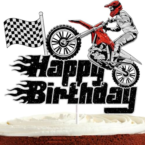 Tazuxetuqe Motorcycle Cake Decoration Dirt Bike Party Supplies For Boys Men Glitter Offroad Motorbike Cake Accessories