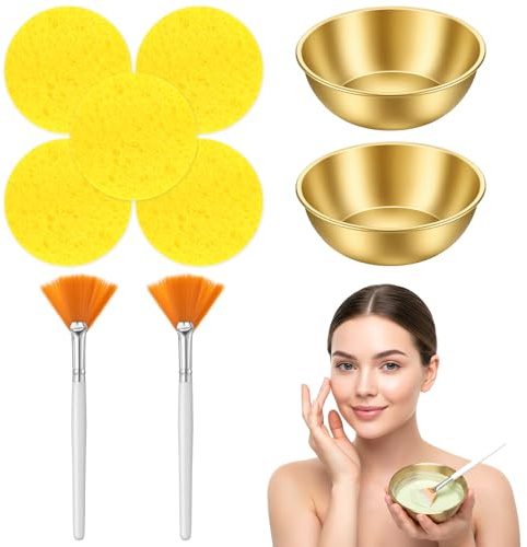 9 PCS Face Mask Brush Applicator Esthetician Bowls Face Mask Mixing Bowl Set Fan Brushes for Facials Spa Bowls for Facials Facial Sponges Esthetician Supplies for Mud Cream Makeup Spa Salon Home Use