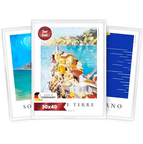 Poster 30x40 cm Italien — 3er Wandbilder Set Cinque Terre & Amalfiküste — Amalfi Deko, Italien Deko, Wandbilder Wohnzimmer, Mediterrane Deko, Kunstdruck Bilder Flur & Wanddeko & Wanddeko Set