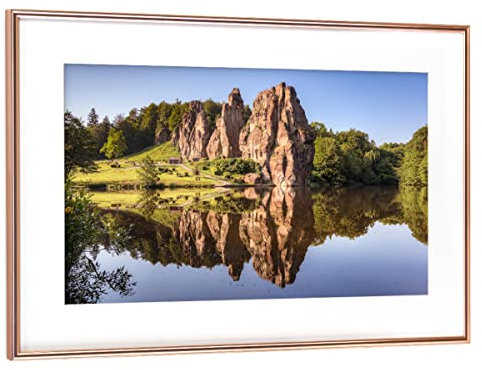 artboxONE Poster mit Rahmen Kupfer 75x50 cm Externsteine von Michael Valjak - gerahmtes Poster