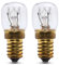 2 x 15w Oven lamp for use Within a Rangemaster Oven. 240v. 300° Heat Resistant. SES (E14) Small Edison Screw Cooker Light Bulb