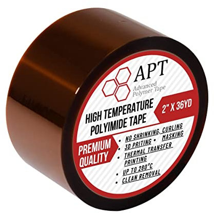 APT, 1 mil Thick Polyimide Adhesive Tape, high Temperature and Heat Tape, for Masking, Soldering, Electrical, 3D printer Application. (2(51mm) x 33m)