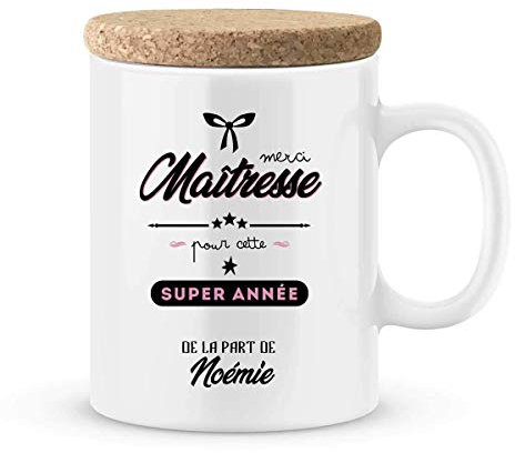 Cadeau maîtresse - Mug à personnaliser avec votre prénom merci maîtresse - Cadeau personnalisé fin d'année scolaire maîtresse