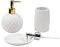 G Decor Designer Badaccessoires-Set 3-teilig Keramik Weiß inkl. Flüssigseife oder Lotionspender, Zahnbürstenhalter oder Zahnputzbecher, Seifenschale