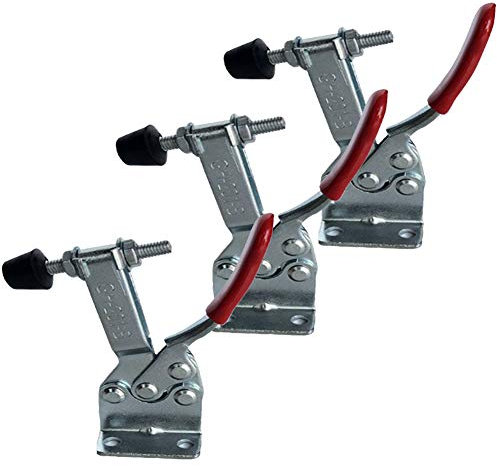 Paquet 3 Outils À Main À Serre-Joint W Pointe À Pression en Caoutchouc Pince Horizontale, Outil À Dégagement Rapide, Antidérapant, Rouge, Capacité Maintien de 90 Kg, 201-B