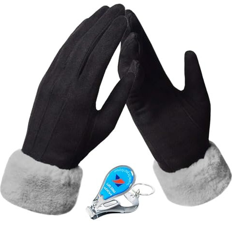 LassZone Womens Winter Warm Touch Screen Gloves Fleece Lined Windproof Soft Suede Mittens for Dressing Driving Running Skiing Cycling Camping