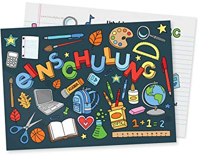 Friendly Fox Einladungskarten Einschulung, 12x Einladung Schulanfang Mädchen Junge, Schuleinführung Einladung