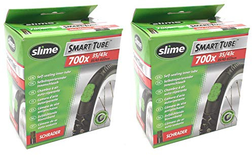 Slime Smart Tube 700 X 35/43C - Tubos Interiores híbridos autorreparables para Bicicleta - Válvula Schrader (par)