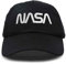 DALIX NASA Hat Baseball Cap Washed Cotton Embroidered Logo Pigment Dyed, White Worm / Black, Einheitsgröße