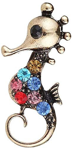 Aeromdale Broche en forme d'hippocampe avec strass colorés en alliage élégant pour femme et fille