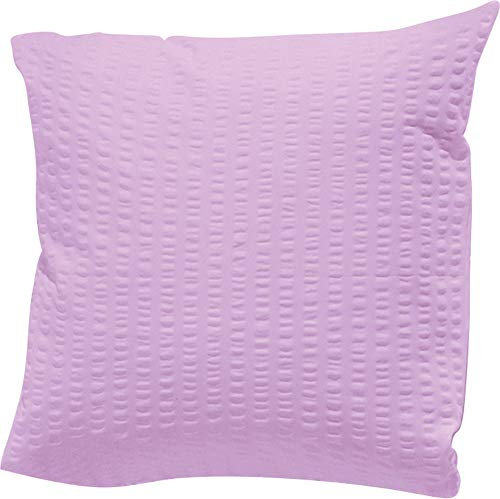 Erwin Müller Kissenbezug, Kuschelkissenbezug, Kissenhülle Seersucker Uni Serie Rosenheim Flieder Größe 40x40 cm - pflegeleicht, bügelfrei, mit Reißverschluss