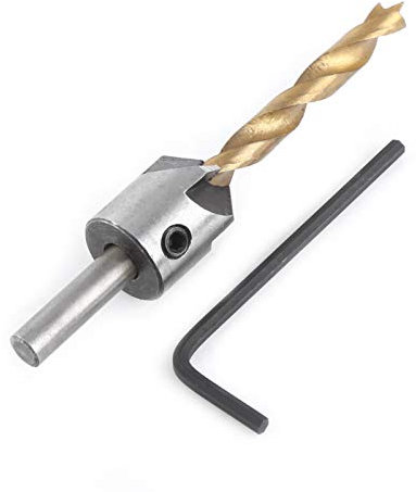 Senkbohrer Karbonstahl Zimmereibohrer mit Senker Holzbohrer Konischer Senker zum Bohren Anfasen Entgraten (einzeln 4,5 mm + kleiner Schraubenschlüssel)