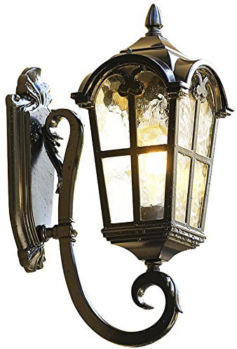 Mengjay Trade Applique murale d'extérieur vintage, Lampe de jardin rétro Étanche IP23, Applique murale antique avec couvercle de lampe en verre, Lampe de Mur pour Villa Patio Balcon Jardin (A)