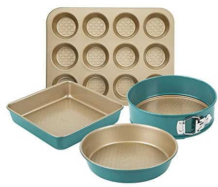 Nadiya x Prestige 0.8mm Bakeware Set, 4 Piece, Blue/Gold