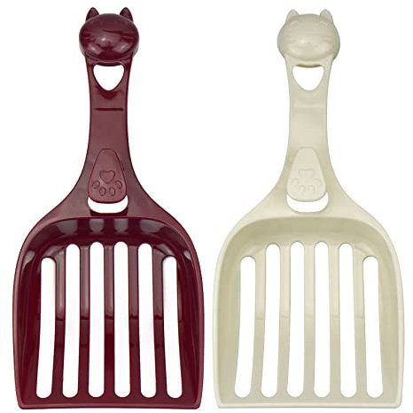 WATAWATA 2Pcs Cat Pellet Litter Scoop Shovel Pet Cleaning Tool litter Poop Scooper Sieve Set Cat Litter Sifter for Pet Cat Dog (Cat-R)