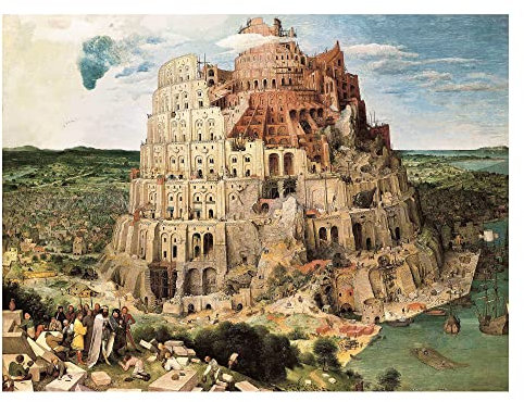 Pintoo Puzzle 1200 Teile für Erwachsene - Bruegel - Turm von Babel, 1563 Einfache Lagerung, eng anliegend, ineinandergreifendes Kunststoff-Puzzle, kein Kleber erforderlich [H2149]