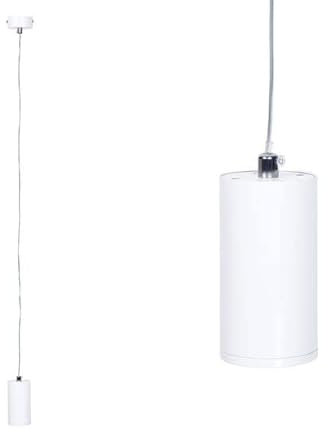 Vintage GU10 Pendelleuchte, Hängeleuchte, Hängelampe 1-flammig, LED Drahtleuchte, Lampenfassung, Ø 5,4cm, GU10 Höhenverstellbar Lampenhalterung (Agi Weiss)