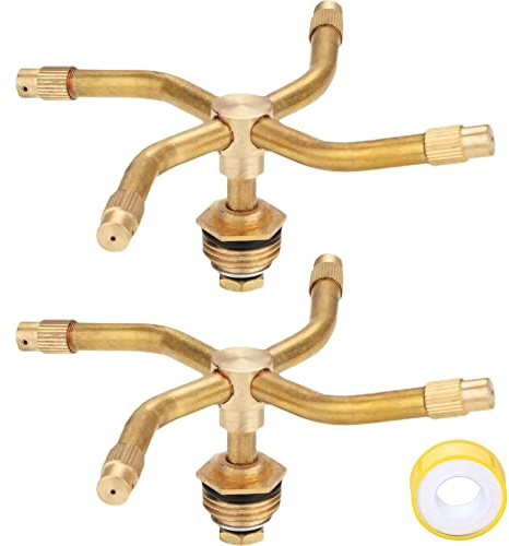 3/4 Arm Automatic Rotary Sprayer, Automatic Rotary Whirling Sprinklers for Plants 360 Degree Rotation Irrigation System Sprinkler Head Spray Diameter of 7-11 Meters for Garden Yard Lawns (2PCS)