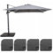 Oviala Parasol déporté Rotatif 3x3m et 4 Dalles à remplir Aluminium Gris