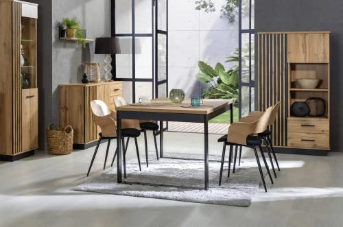 Design Esstisch Tisch DC-4 Eiche Wotan - Schwarz matt ausziehbar 160/200 / 240