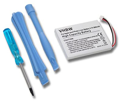vhbw Akku kompatibel mit Apple iPod Photo M9585J/A, M9585KH/A, M9585CH/A, M9585FE/A MP3-Player Musik Player (900 mAh, 3,7 V, Li-Ion)