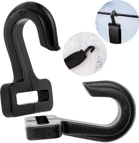 8 ganci di serraggio per aste fino a Ø 10 mm di spessore e cinghie larghe 20 mm, in plastica ABS nera, ganci per tende da sole, telone, clip per tenda da sole, clip per tenda da campeggio