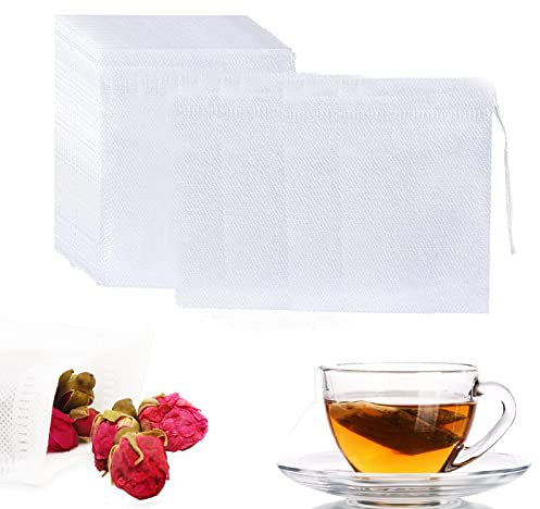 Teebeutel Leeres 200 Stück Teefilterbeutel Einweg Feine Teefilter Taschen mit Kordelzug Teebeutel zum Selbstbefüllen für Losen Tee Teebeutel für Tee Teeblumen Gewürz 7 x 9cm