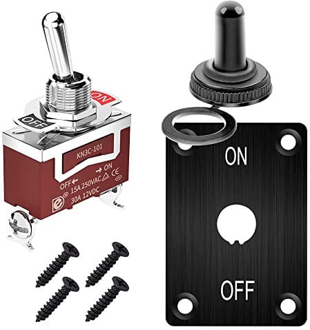 Gebildet Marine Interruttore a Levetta con Pannello di Montaggio 12VDC 20A Interruttore a Levetta 250VAC 15A Heavy Duty SPST Acceso/spento 2Pin per Auto Camion Barca con Cappuccio Impermeabile