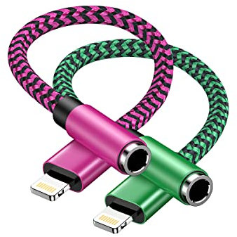 Haoano 2Pack iPhone Lightning to 3.5mm Headphone Adapter, Aux Audio Jack Adapter Dongle Cable for iPhone 14/13/12/11 Pro Max Plus Mini XR 8 iPad iPod