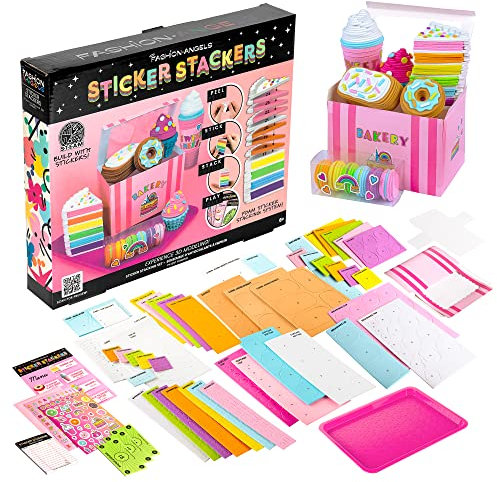 Fashion Angels - Sticker Stackers Konditorei-Set Sticker aus Moosgummi zum Gestalten in 3D, Spielzeug-Lebensmittel für Kinder, MINT-Spielzeug, Kreative Aktivität, ab 8 Jahren, F13195